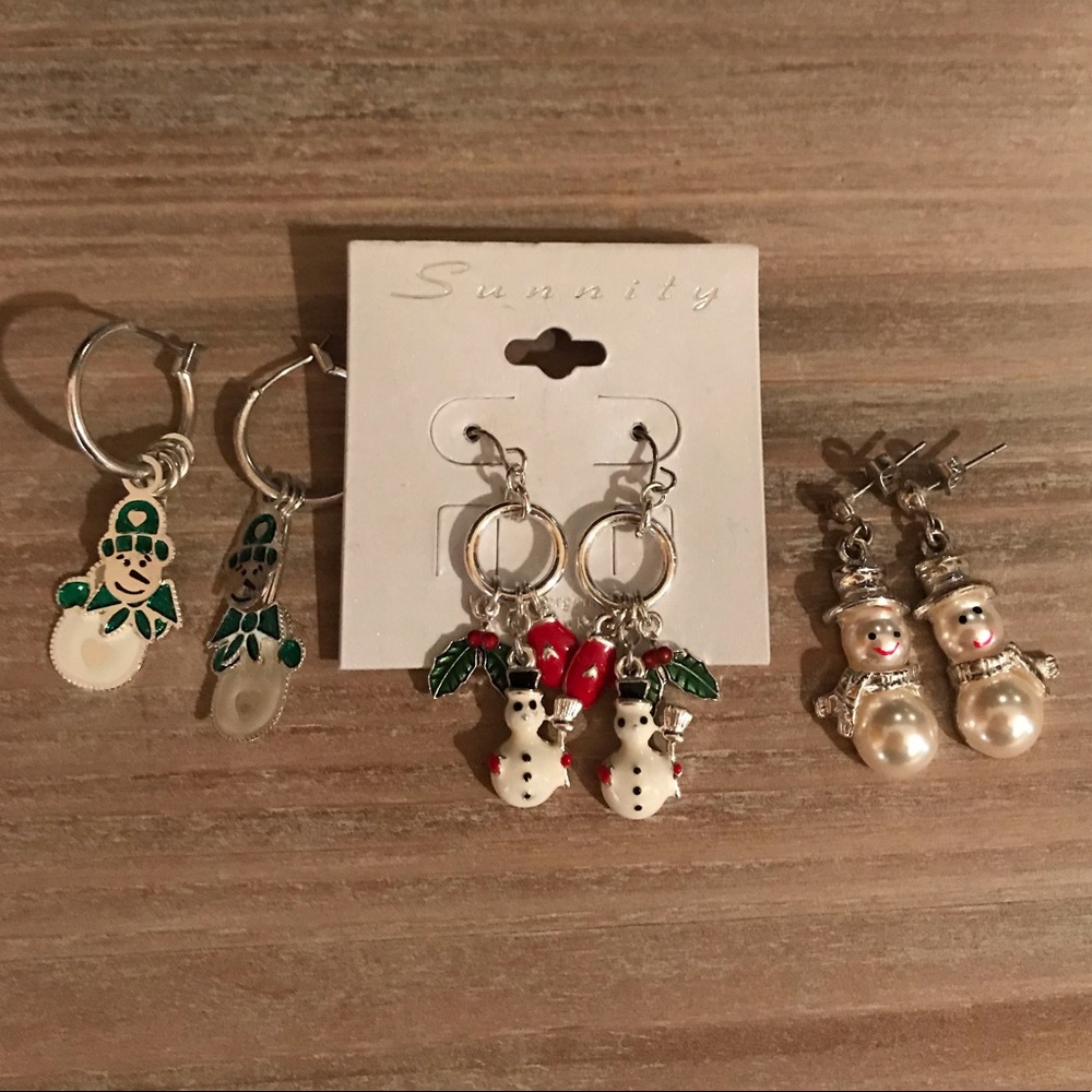 3 pairs of Snowman Earrings